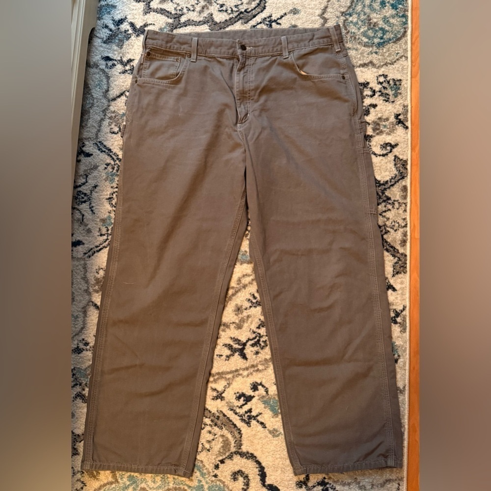 Carhartt Men’s Carpenter Pants Tag Size 40x30 Loose Fit Gray Measurements 39x29